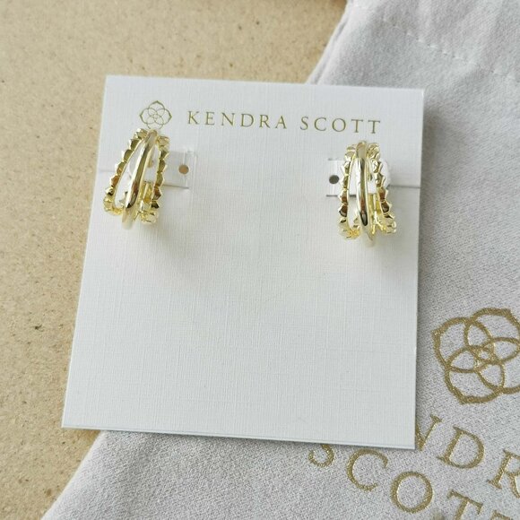 NEW Kendra Scott Gold Quinn Huggie Earrings - Picture 1 of 3